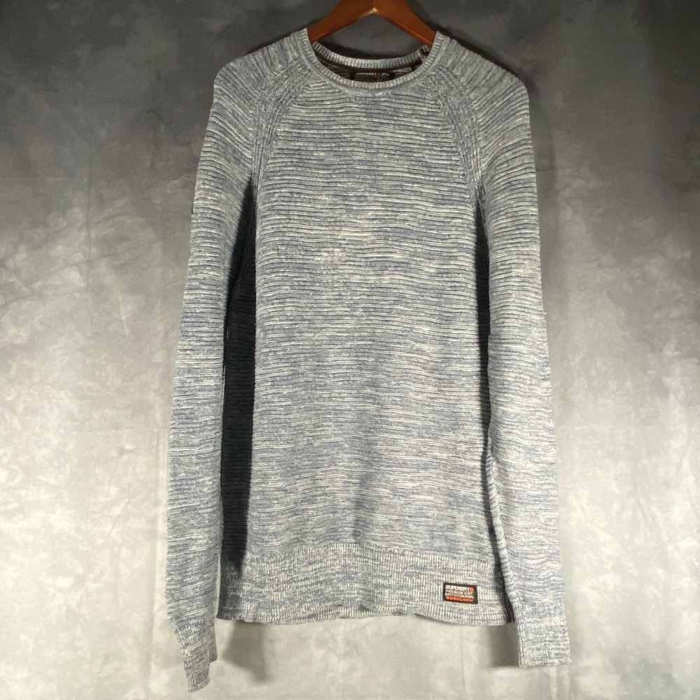 Superdry Premium Knit Long Sleeve Shirt‎ L Gray Woven Sweater Hiking Activewear